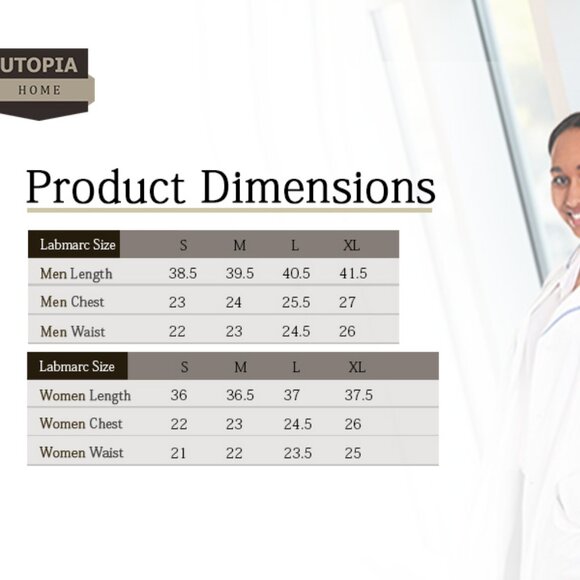Utopia Wear Professional Lab Coat for Men Laboratory Coat White, Size Small NEW - Picture 2 of 6